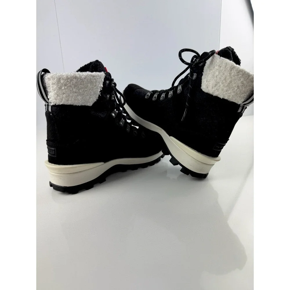 Hunter Womens Black‎ Sherpa Lace Up Hiking Boots Size 7 Winter Waterproof